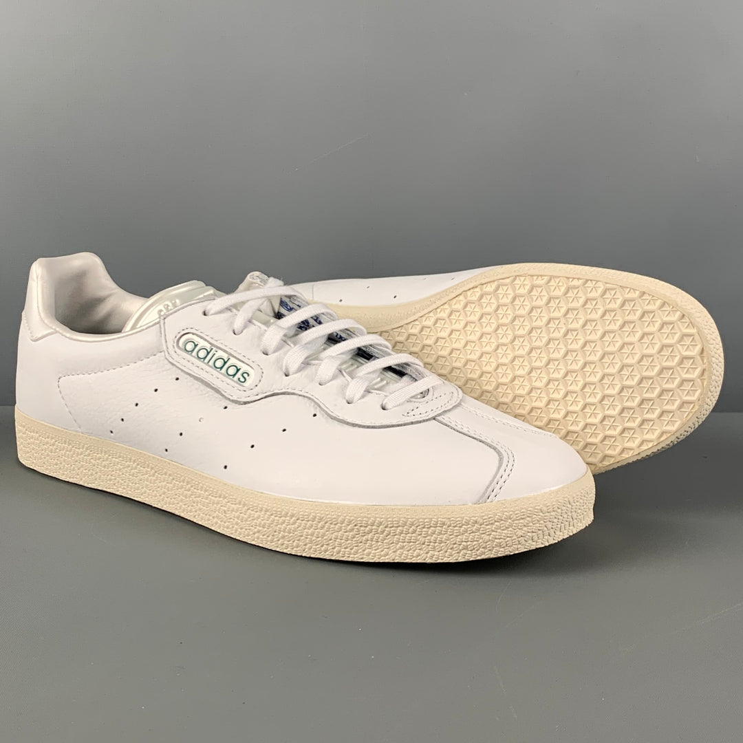 ADIDAS GAZELLE SUPER ALLTIMERS Size 10.5 White Solid Leather Lace Up Sneakers