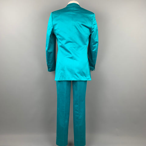 OZWALD BOATENG Size 38 Aqua Cotton Notch Lapel Suit