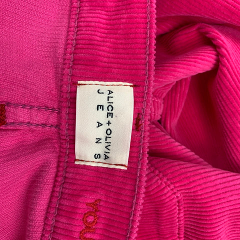 ALICE + OLIVIA Size 26 Pink Cotton Corduroy Jean Cut Casual Pants