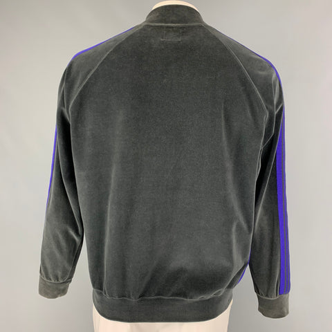 AGUJAS Talla XL Chaqueta de poliéster de algodón texturizado morado carbón