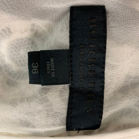 BURBERRY PRORSUM Size 2 White Black Cotton Blend Lace Knee-Length Dress
