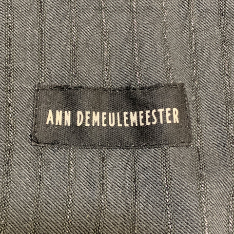 ANN DEMEULEMEESTER Size XL Grey Stripe Cotton Blend Peak Lapel Jacket