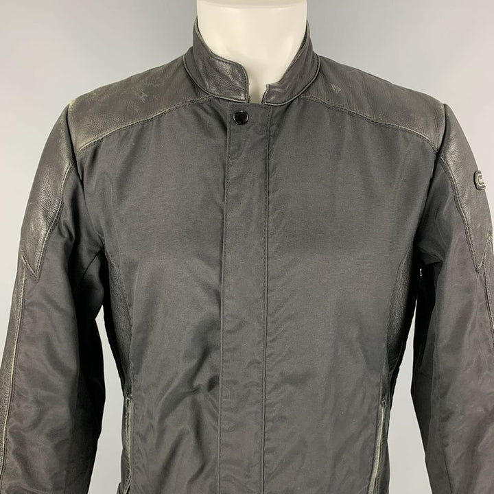 Vintage HEIN GERIKIE Size L Black Mixed Fabrics Nylon Motorcycle Jacket