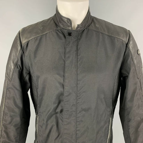 Vintage HEIN GERIKIE Tamaño L Negro Tejidos Mixtos Nylon Chaqueta de Moto