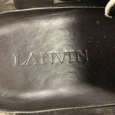 LANVIN Size US 11 / UK 10  Black Smooth Leather Lace Up Cap Toe Sneakers
