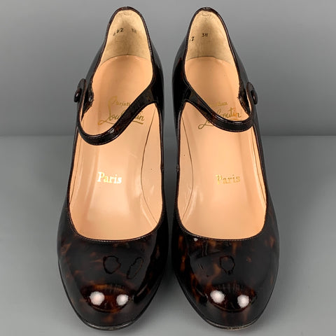 CHRISTIAN LOUBOUTIN Talla 8 Zapatos Mary Jane de carey marrón
