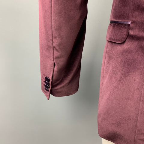 D&G by DOLCE & GABBANA Brad Size 42 Eggplant Purple Velvet Peak Lapel Sport Coat