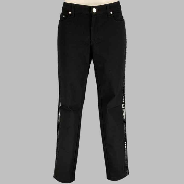 VERSACE COLLECTION Size 24 Black Cotton Blend Studded Skinny Casual Pants