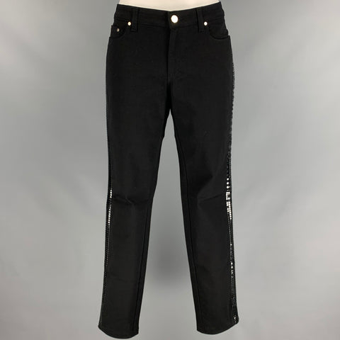 VERSACE COLLECTION Size 30 Black Cotton Blend Studded Skinny Casual Pants