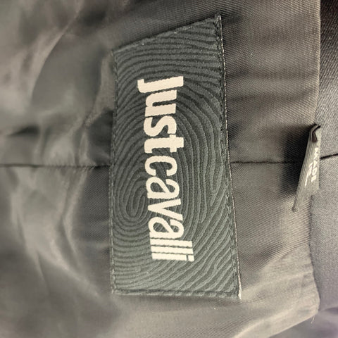 JUST CAVALLI Size 38 Black Gold Jacquard Wool Blend Sport Coat
