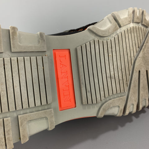 LANVIN Size 7 Orange MIxed Mesh Reflective Sneakers