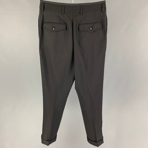 OFFICINE GENERALE Size 30 Black Wool Button Fly Dress Pants