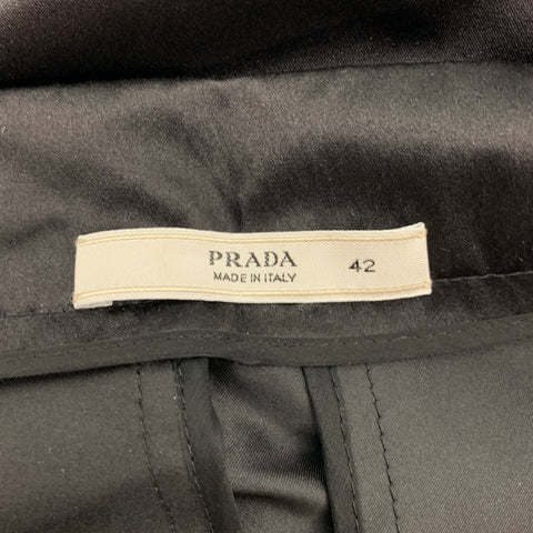 PRADA Size 6 Black Silk A-Line Skirt