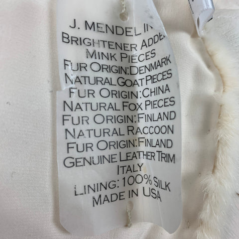 J.MENDEL Taille S Crème Soie Vison Fourrure De Renard Et De Chèvre Gilet Ceinturé