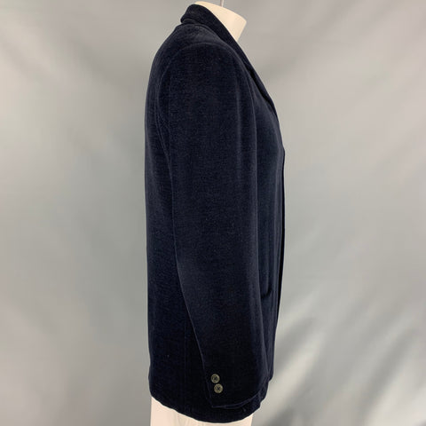 ERMENEGILDO ZEGNA Size 40 Black Textured Cotton &  Wool Sport Coat