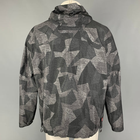 POLO SPORT Size M Grey Charcoal Print Polyester Windbreaker Jacket