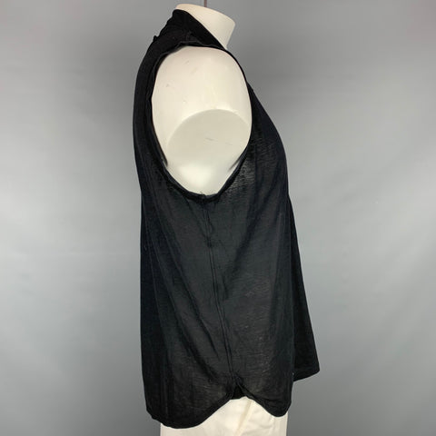 Vintage JEAN PAUL GAULTIER Size XL Black Applique Cotton Nehru Collar T-shirt