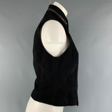 DONNA KARAN Size S Black Zip Up Vest