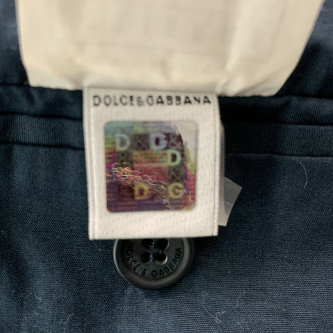 D&G by DOLCE & GABBANA Size 40 Stripe Velvet Peak Lapel Navy Sport Coat