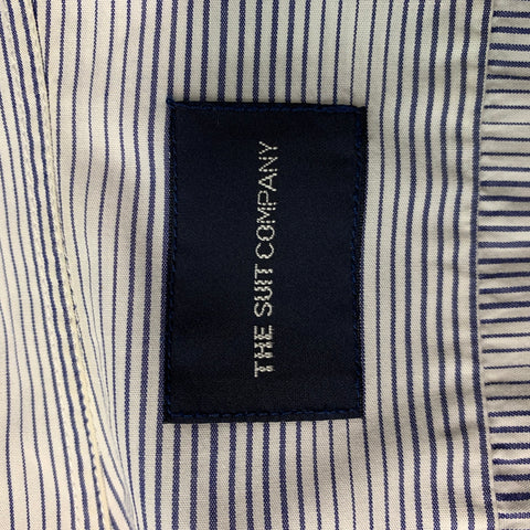 THE SUIT COMPANY Size S Blue White Stripe Cotton Short Sleeve Shirt