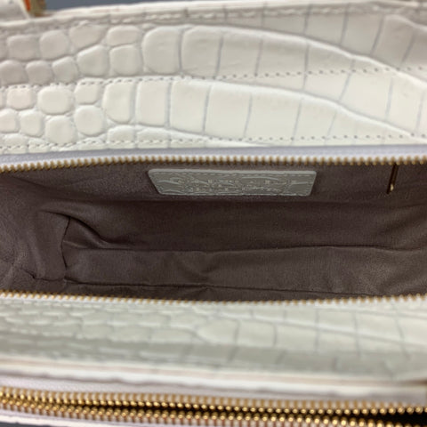 SAKS FIFTH AVENUE Off White Alligator Leather Embossed Handbag