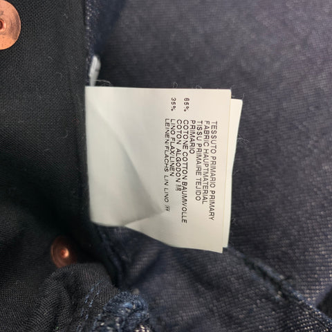 MAISON MARGIELA Size 34 Indigo Cotton Linen Button Fly Jeans