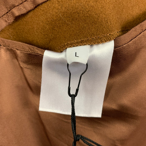 SANDRO Size L Brown Wool Blend Notch Lapel Coat