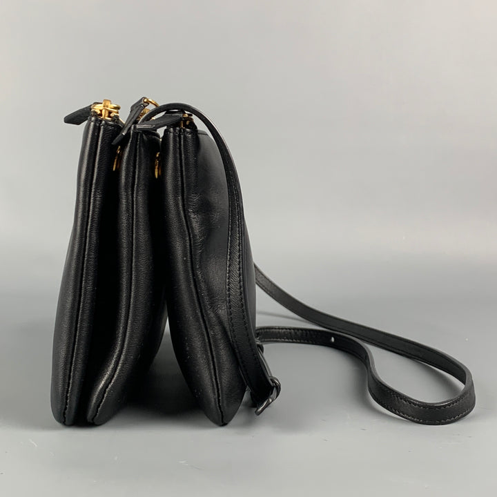 CELINE Black Leather Small Trio Cross Body Bag