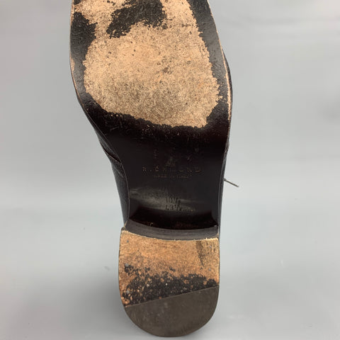 JOHN RICHMOND Size 10.5 Black Textured Leather Square Toe Loafers