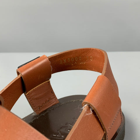 PRADA SS 18 Taille 11 Sandales à lanières en cuir cloutées marron noir