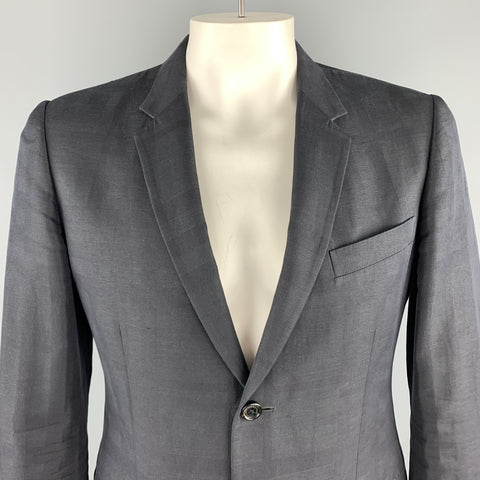BURBERRY LONDON Size 44 Black Plaid Cotton Blend Notch Lapel Sport Coat