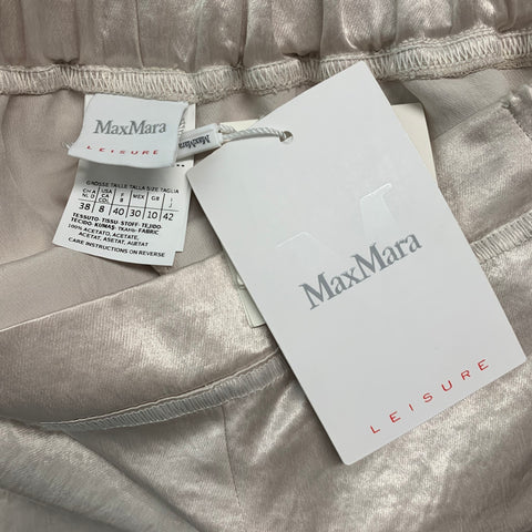 MAX MARA Talla 8 Pantalones casuales de pierna ancha de acetato beige