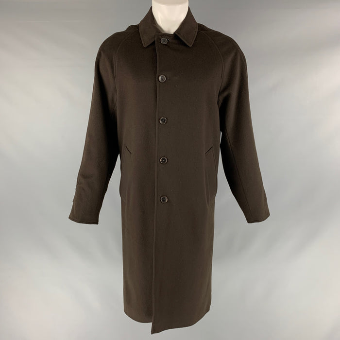 LOUIS VUITTON Talla 40 Abrigo reversible de mezcla de seda sólida color negro oliva