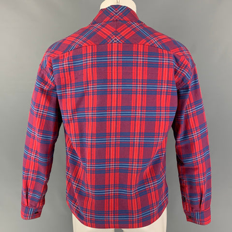 VISVIM Cárdigan tipo kimono de algodón a cuadros rojo y azul talla L