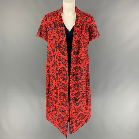 Vintage NINA RICCI Red & Navy Crepe Tapestry 3 Piece Skirt Suit