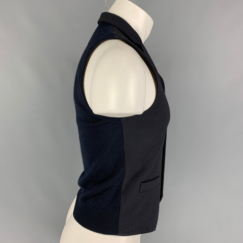 EMPORIO ARMANI Size 34 Navy Wool Blend Snaps Vest