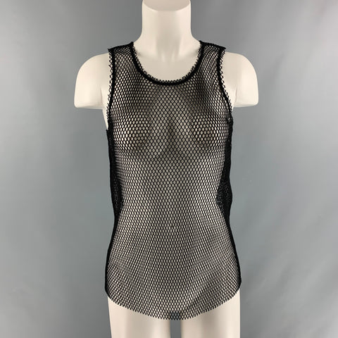 HELMUT LANG Camiseta sin mangas transparente de poliéster negra talla S