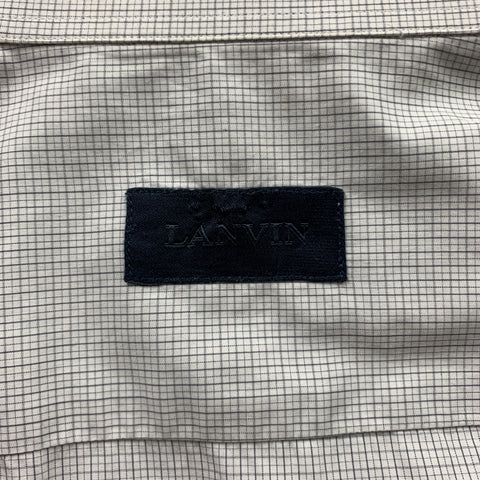 LANVIN Size M Grey Window Pane Cotton Button Up Long Sleeve Shirt