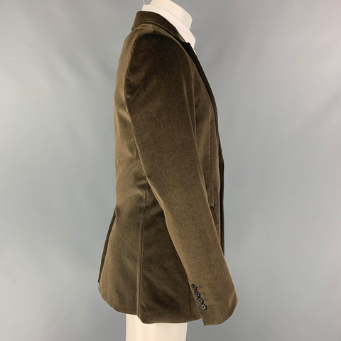 THEORY Size 40 Taupe Velvet Cotton Lyrca Notch Lapel Sport Coat