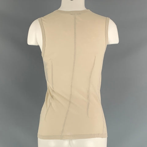 ANN DEMEULEMEESTER Size 6 Beige Silver Cotton Circles T-Shirt