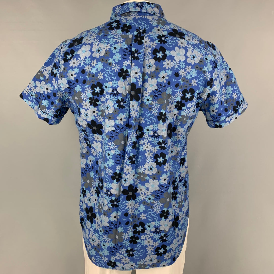 MARC by MARC JACOBS Size XL Blue Grey Floral Cotton Button Up Short Sleeve Shirt