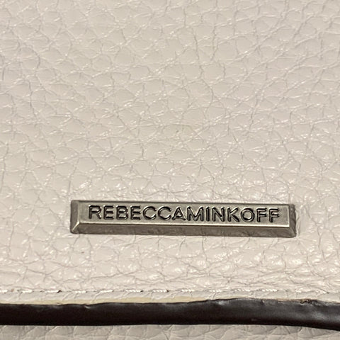 REBECCA MINKOFF Grey Rabbit Fur Leather Cross Body Handbag