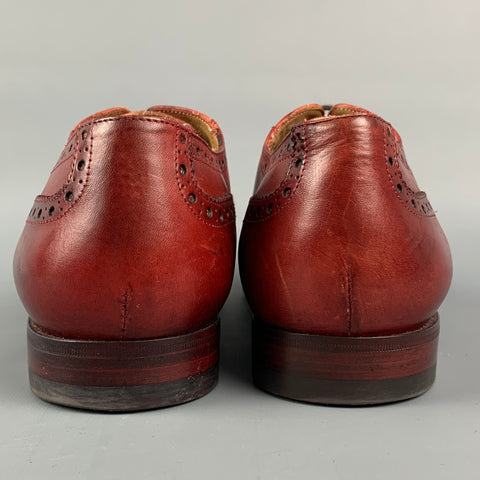 PAUL SMITH Size 11 Brick Antique Leather Cap Toe Lace Up Shoes