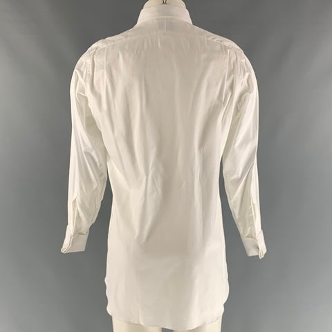 HILDITCH & KEY Size M White Herringbone Cotton French Cuff Long Sleeve Shirt