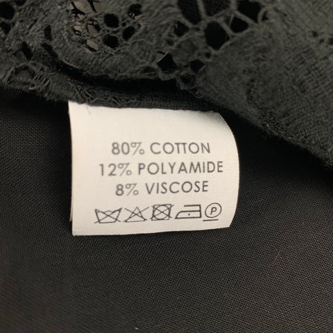 DRIES VAN NOTEN Size M Black Cotton Blend Payettes Short Sleeve Shirt