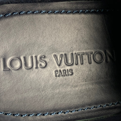 LOUIS VUITTON Taille 11 Chaussures à lacets en cuir perforé bleu marine