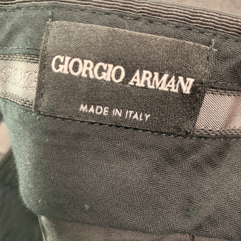 GIORGIO ARMANI Size 34 Black Solid Wool Tuxedo Dress Pants