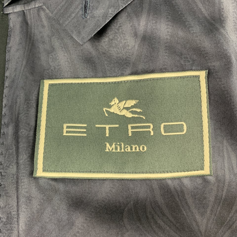 ETRO Taille 40 Regular Noir Velours de Coton 34 x 36 Smoking à Revers en Pointe