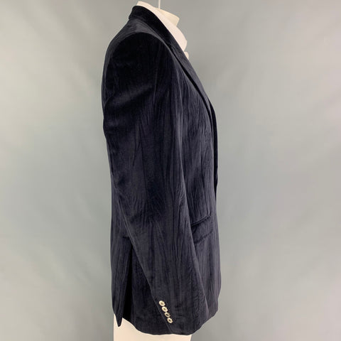 DOLCE & GABBANA Size 42 Dark Purple Cotton Single Button Sport Coat