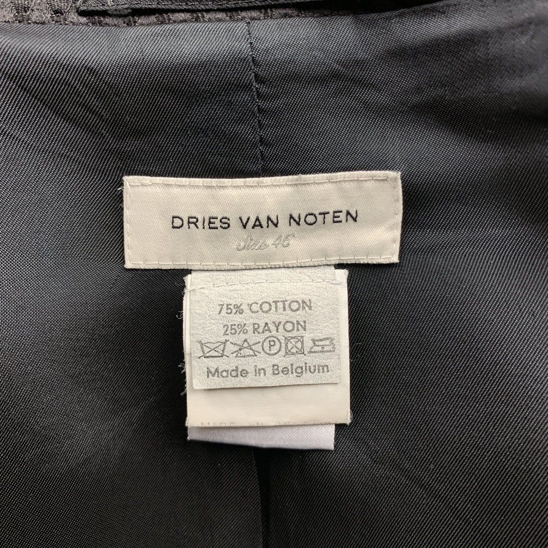 DRIES VAN NOTEN Size 36 Black on Black Stripe Cotton / Rayon Sport Coat